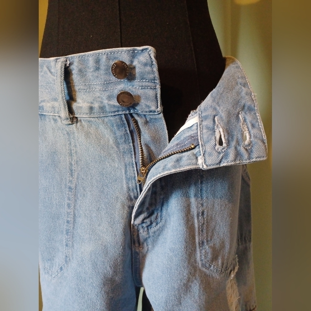 Shein Light Blue Stone Washed Distressed Denim Jeans - Picture 8 of 9